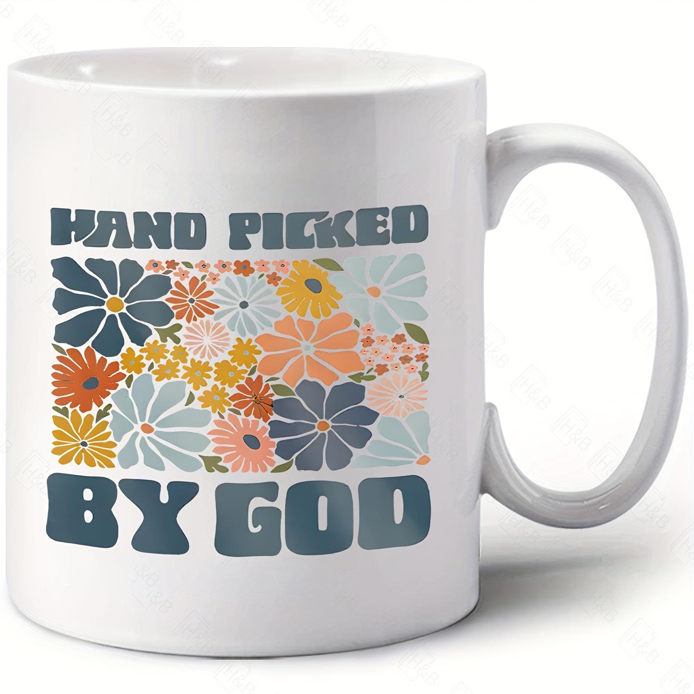 Tailorly White Ceramic 11 oz Mug - Hand Picked By God Colorful Retro Daisy Flowers Blooming Together In A Vibrant Garden Flower
