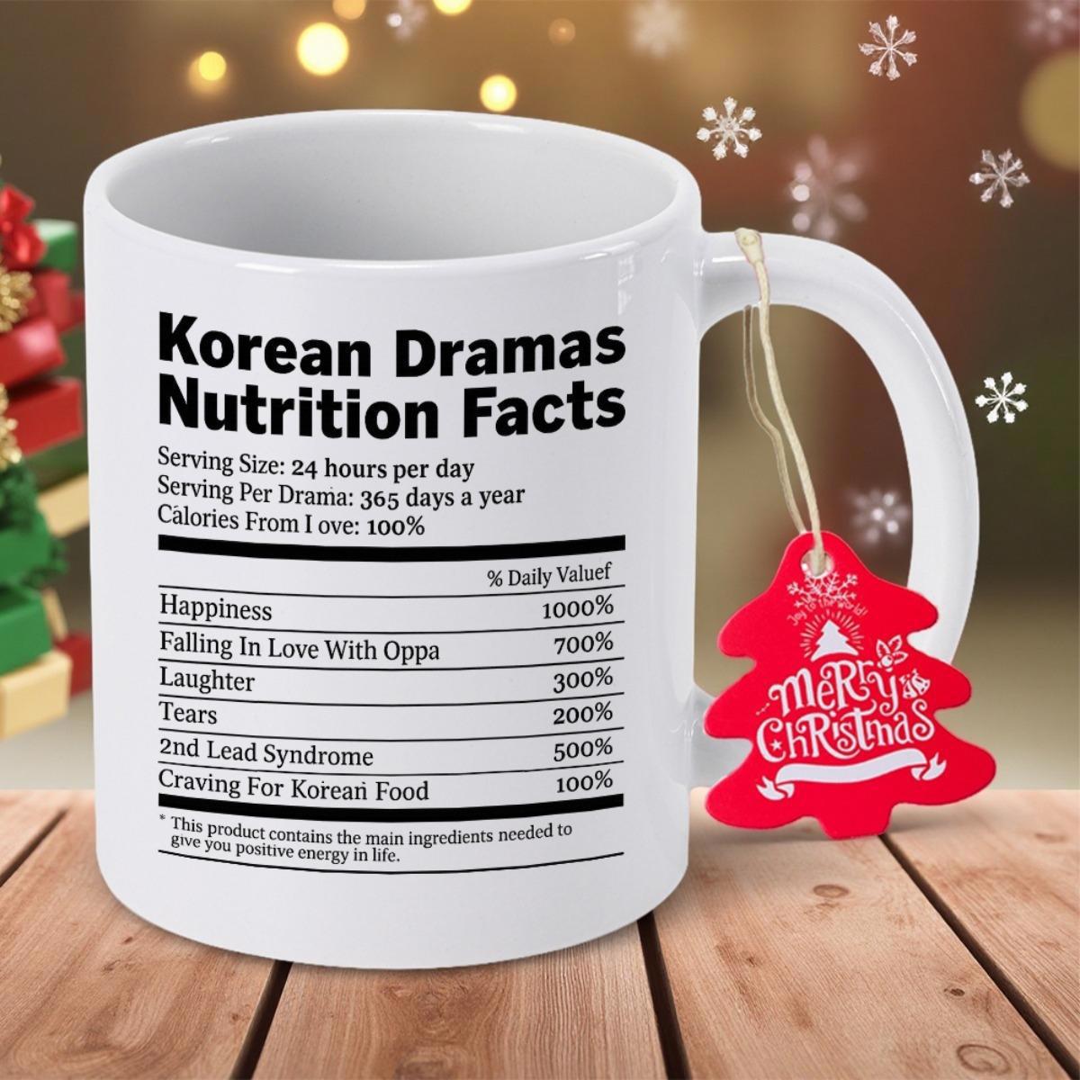 Tailorly White Ceramic 11 oz Mug - Korean Dramas Nutrition Facts Clean Featuring Organized Information Layout Mug