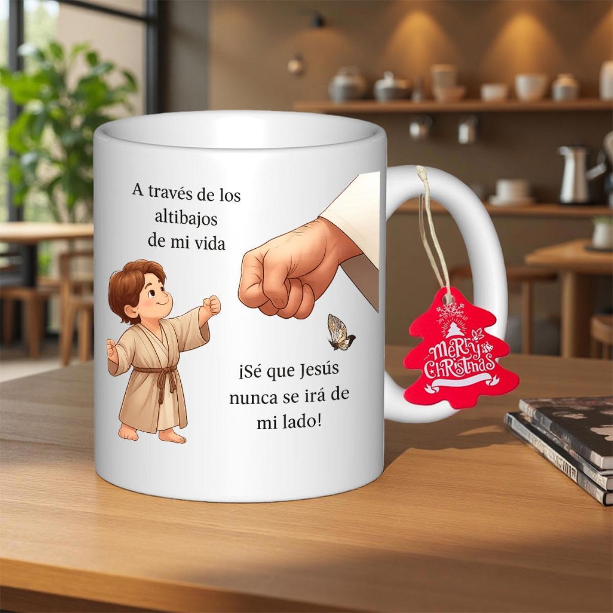 Tailorly White Ceramic 11 oz Mug - Sweet Little Boy Reaching Out To Touch A Divine Hand Child