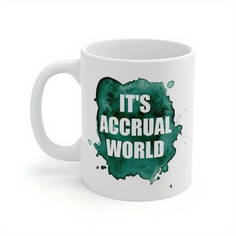Tailorly White Ceramic 11 oz Mug - Its Accrual World Artistic Dark Green Watercolor Texture With Vibrant Paint Splatter And Messy Splash