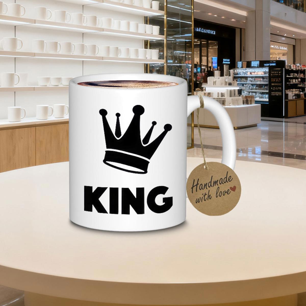 Tailorly White Ceramic 11 oz Mug - King Bold Black Silhouette Of A Royal Five Pointed Majestic Crown