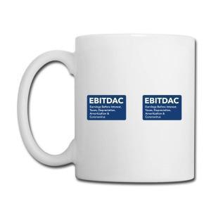 Tailorly White Ceramic 11 oz Mug - Ebitdac Earnings Before Interest Taxes Depreciation Amortization Coronavirus Bold Blue Square Logo Featuring Humorous Text Mug
