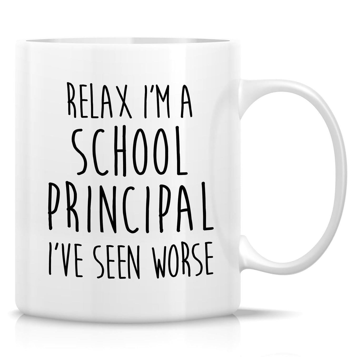 Tailorly White Ceramic 11 oz Mug - Relax Im A School Principal Ive Seen Worse Minimalist White Ceramic Drinking Vessel Featuring Smooth Handle For Daily Beverages