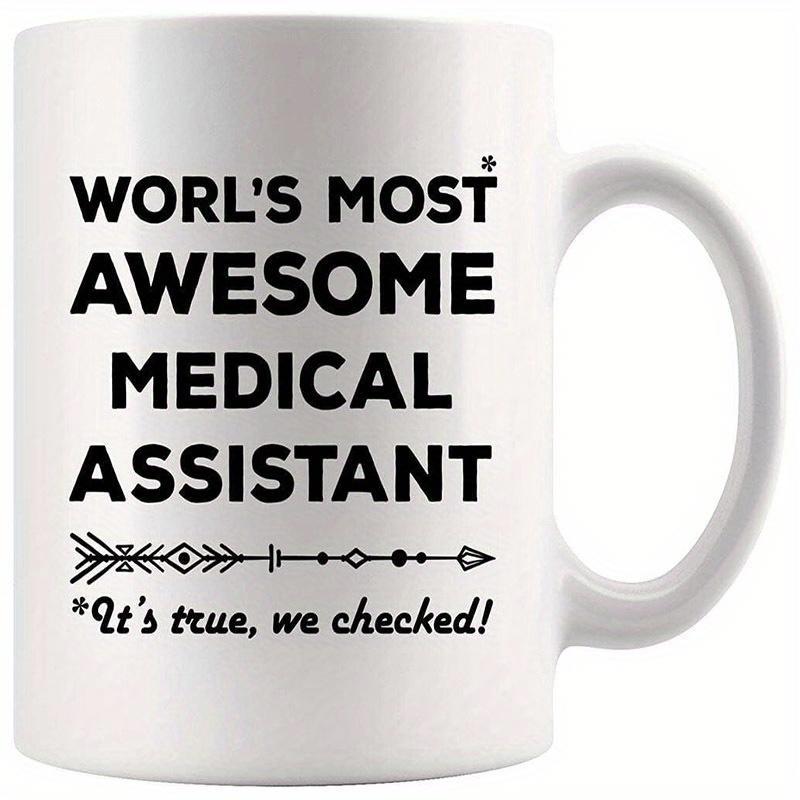 Tailorly White Ceramic 11 oz Mug - Worls Most Awesome Medical Assistant Its True We Checked Minimalist Horizontal Decorative Tribal Style Line With Geometric