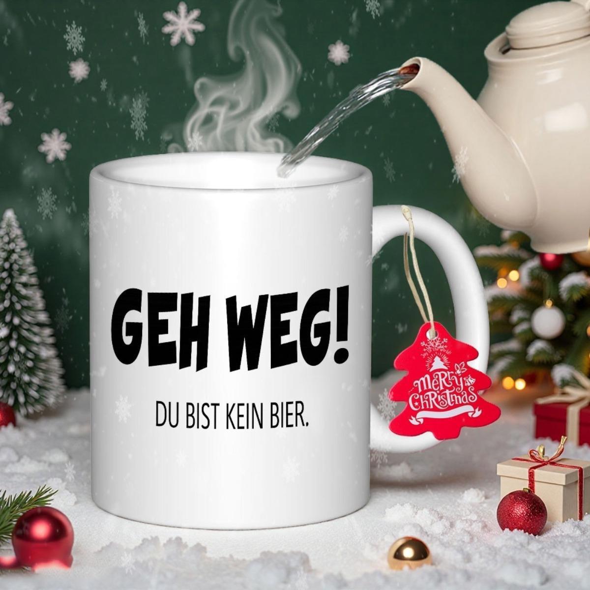 Tailorly White Ceramic 11 oz Mug - White Ceramic Vessel With Bold Typography Resting In A Wintry Setting Mug