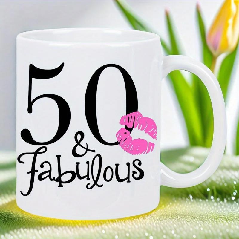 Tailorly White Ceramic 11 oz Mug - 50 Fabulous Elegant Pink Lip Print On Smooth