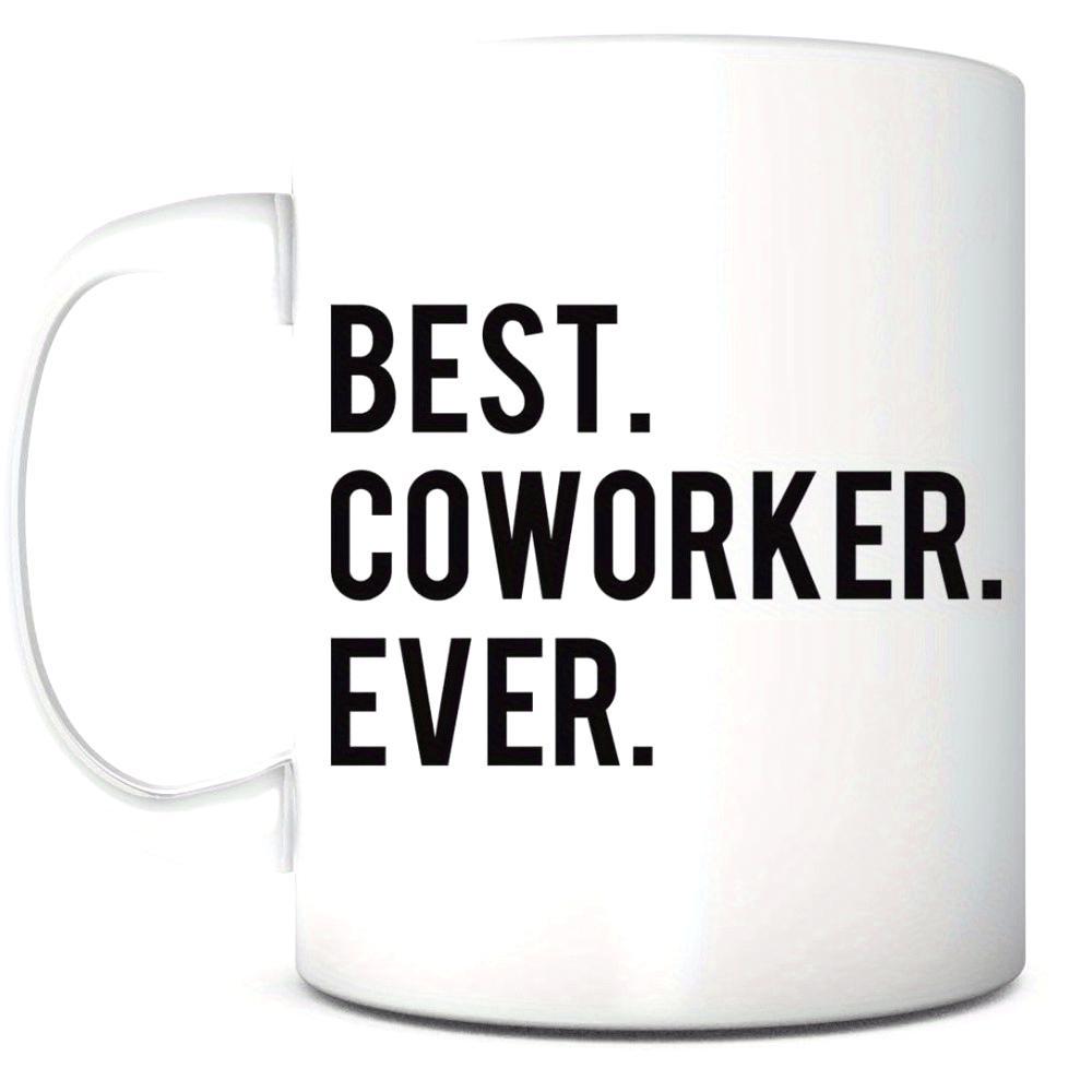 Tailorly White Ceramic 11 oz Mug - Best Coworker Ever Sleek White Ceramic Coffee Cup With Bold Black Block Typography Mug