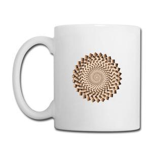 Tailorly White Ceramic 11 oz Mug - Hypnotic Brown Spiral With Intricate Geometric Pattern Forming A Sacred Mandala