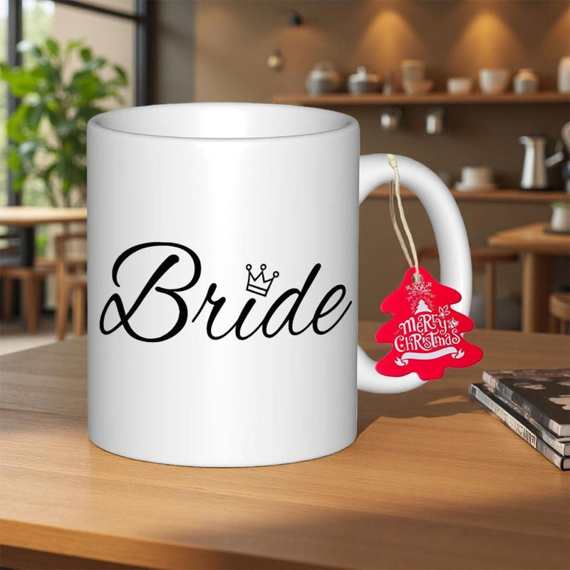 Tailorly White Ceramic 11 oz Mug - Bride Minimalist Elegant Featuring Delicate Hand Lettered Script Mug