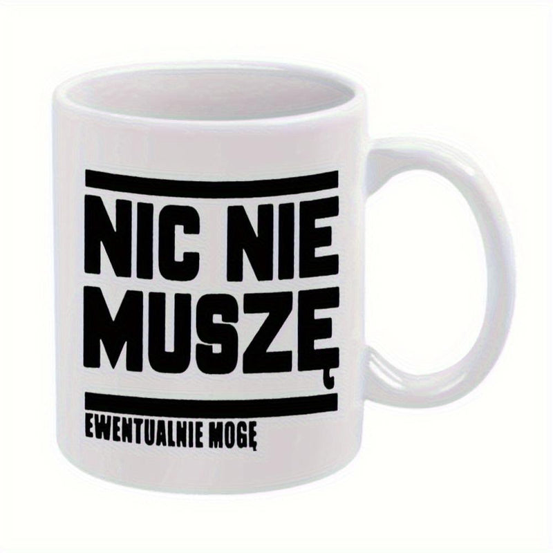 Tailorly White Ceramic 11 oz Mug - Minimalist White Ceramic Cup With Bold Black Typography And Lines Mug