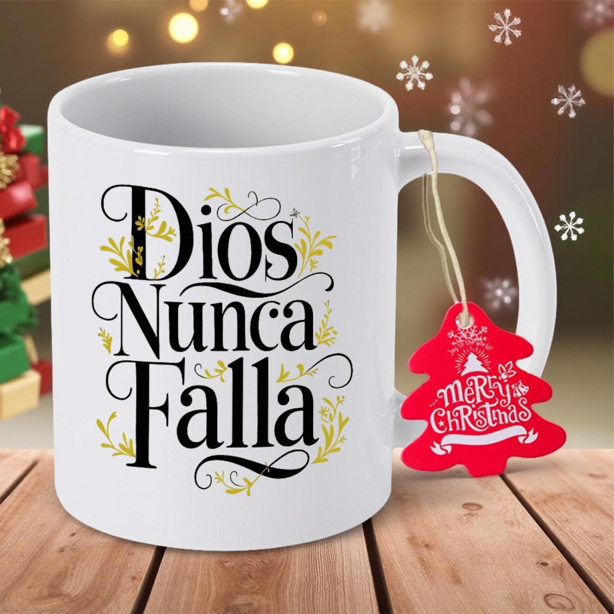 Tailorly White Ceramic 11 oz Mug - Merry Christmas Elegant With Golden Decorative Floral Elements And Tree Tag Mug