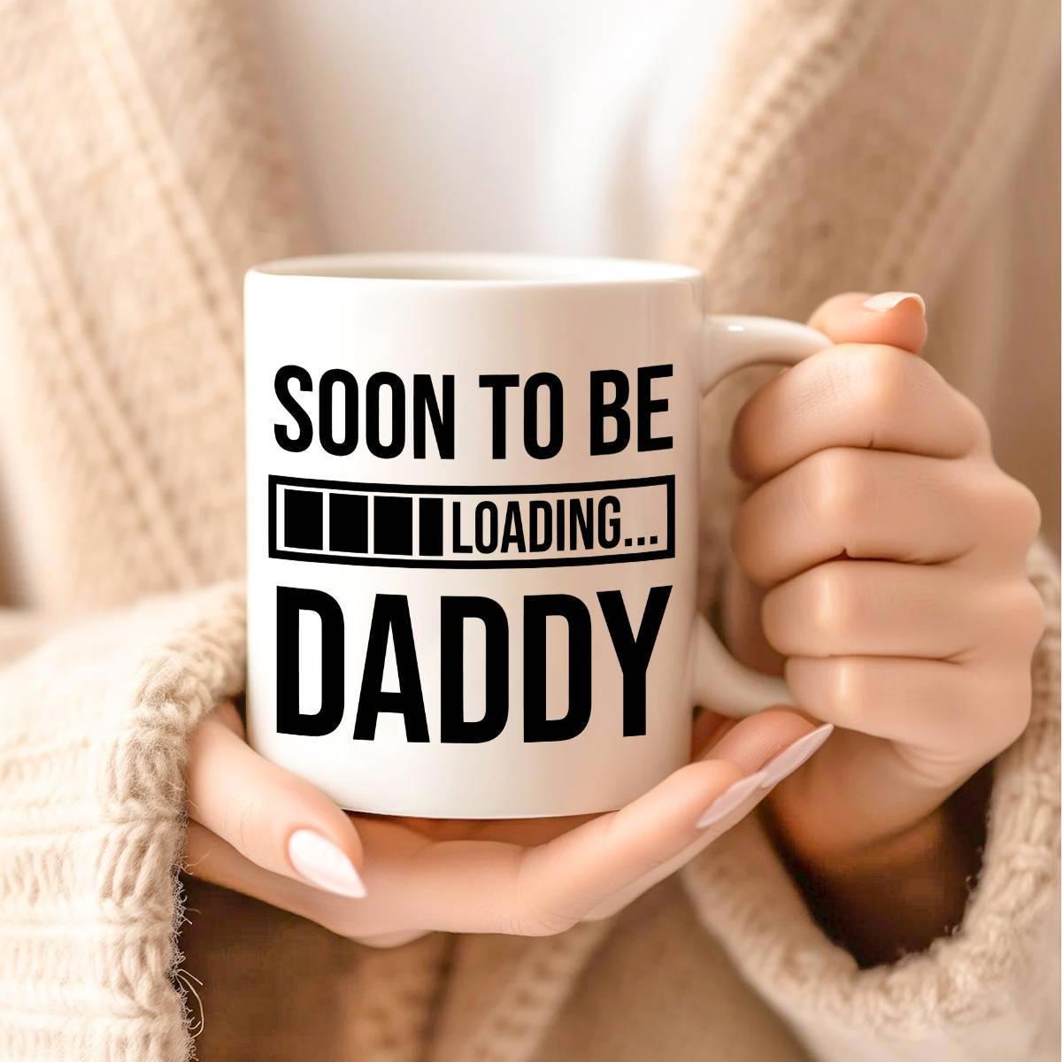 Tailorly White Ceramic 11 oz Mug - Soon To Be Loading Daddy Simple Bold Digital Progress Bar Representing New Fatherhood Journey Bar