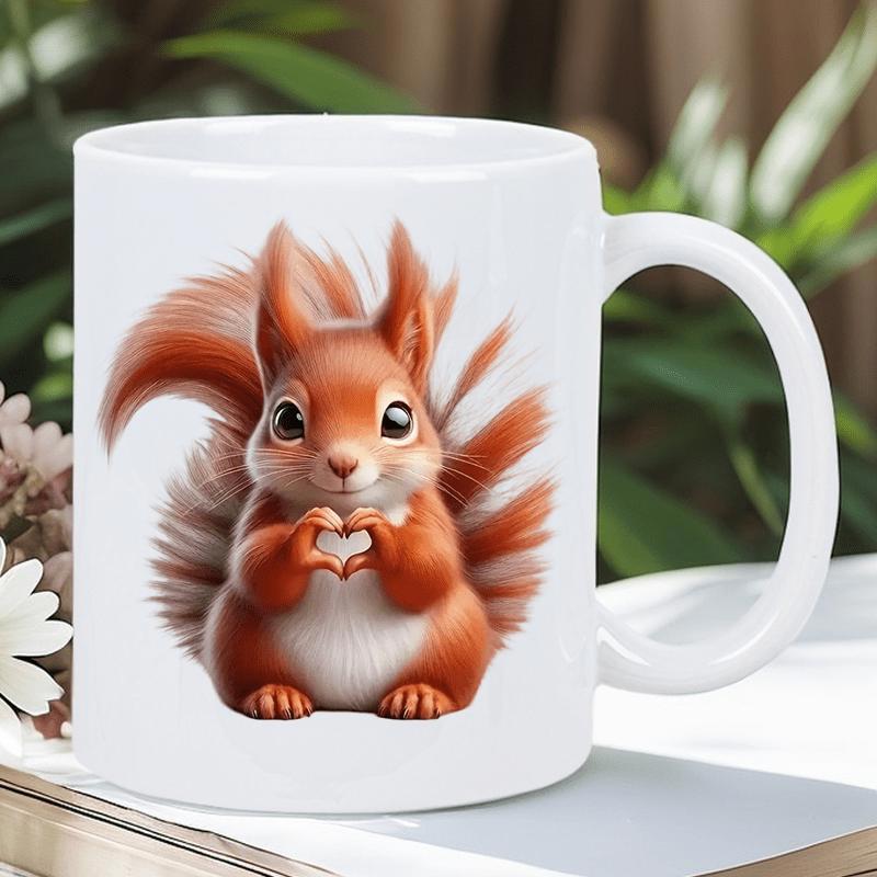Tailorly White Ceramic 11 oz Mug - Adorable Red Squirrel Making A Heart Shape With Tiny Paws Squirrel
