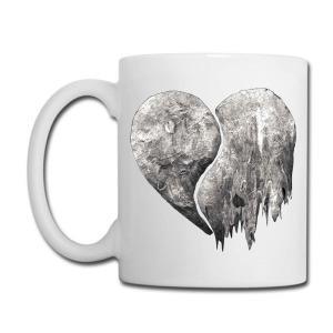 Tailorly White Ceramic 11 oz Mug - Abstract Distressed Texture With Artistic Melting Effects Heart