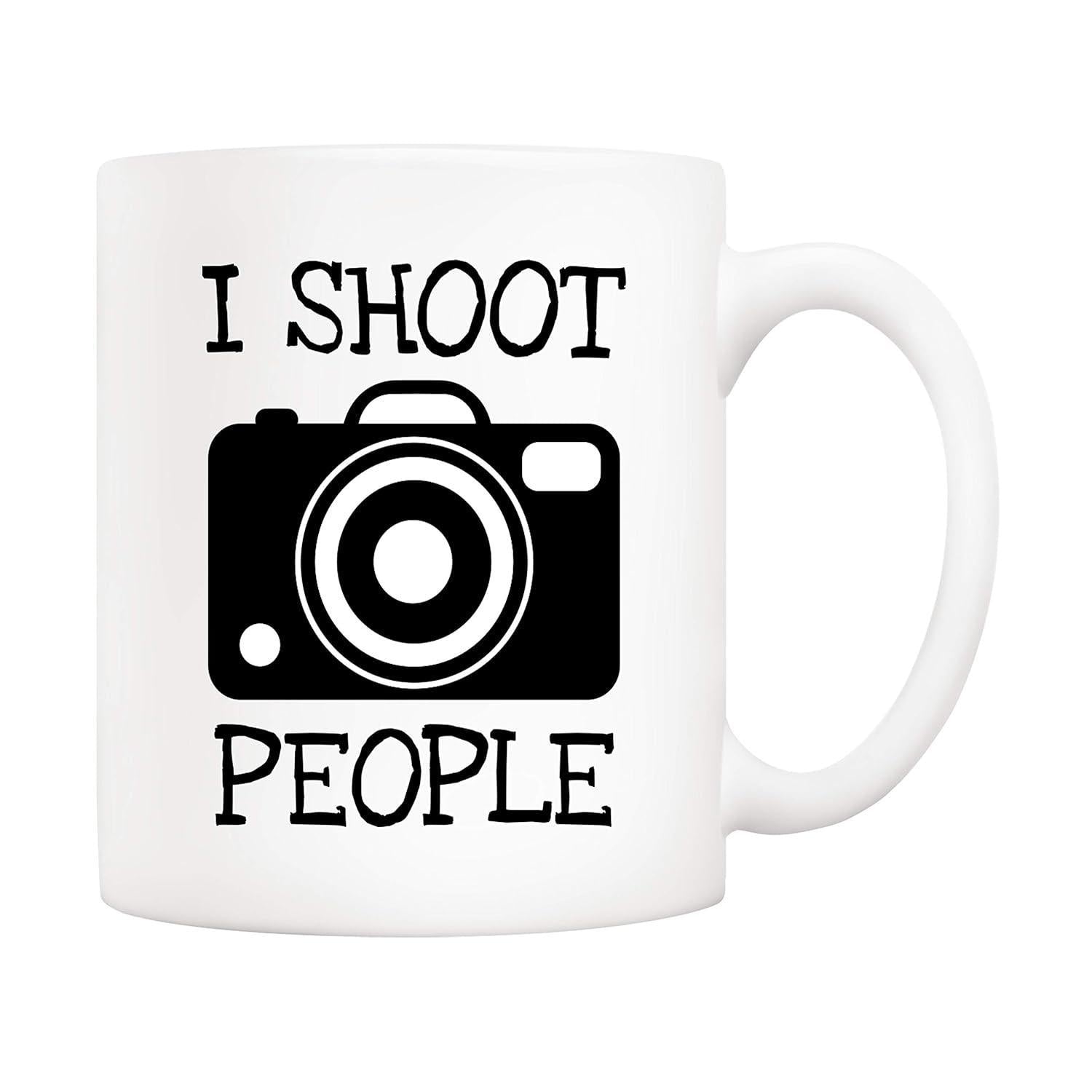 Tailorly White Ceramic 11 oz Mug - I Shoot People Minimalist Black Icon Of Professional Modern Digital Photography Camera