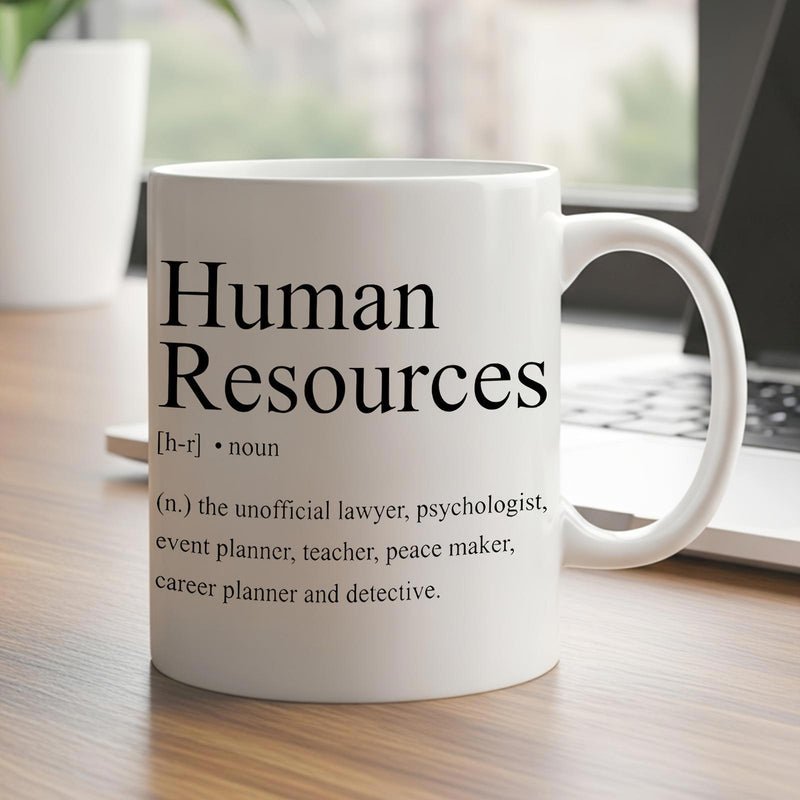 Tailorly White Ceramic 11 oz Mug - Human Resources Minimalist Black Typography Printed On Smooth White Ceramic Professional Desktop Mug
