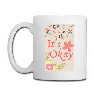 Tailorly White Ceramic 11 oz Mug - Its Okay Delicate Pastel Floral Pattern With Elegant Blooms And Small Leaves Flower