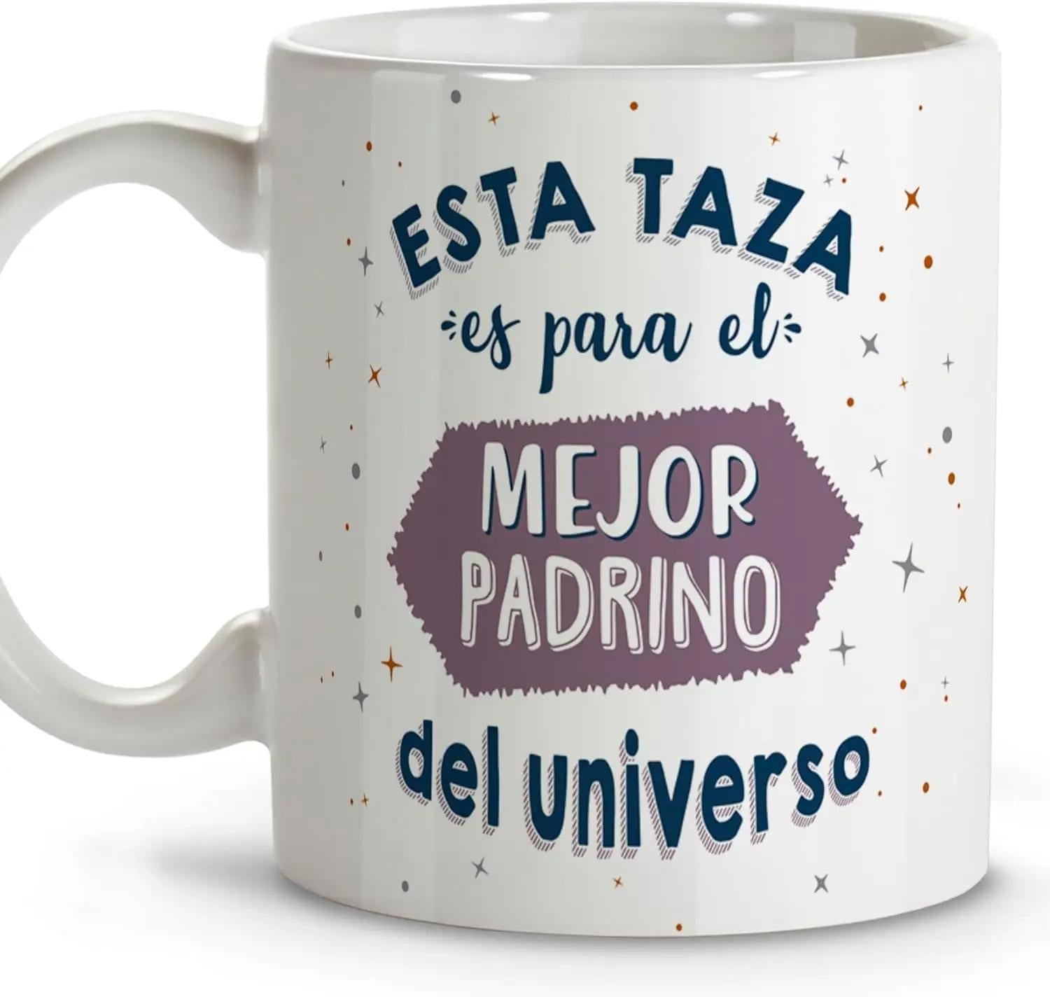 Tailorly White Ceramic 11 oz Mug - Stylized Text Surrounded By Decorative Stars And Radiant Sparkles Pattern