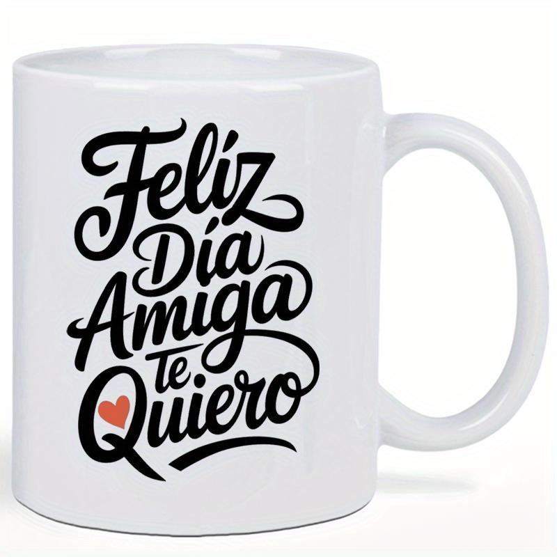 Tailorly White Ceramic 11 oz Mug - Artistic Black Calligraphy Script Featuring A Small Delicate Red Heart Decoration Mug