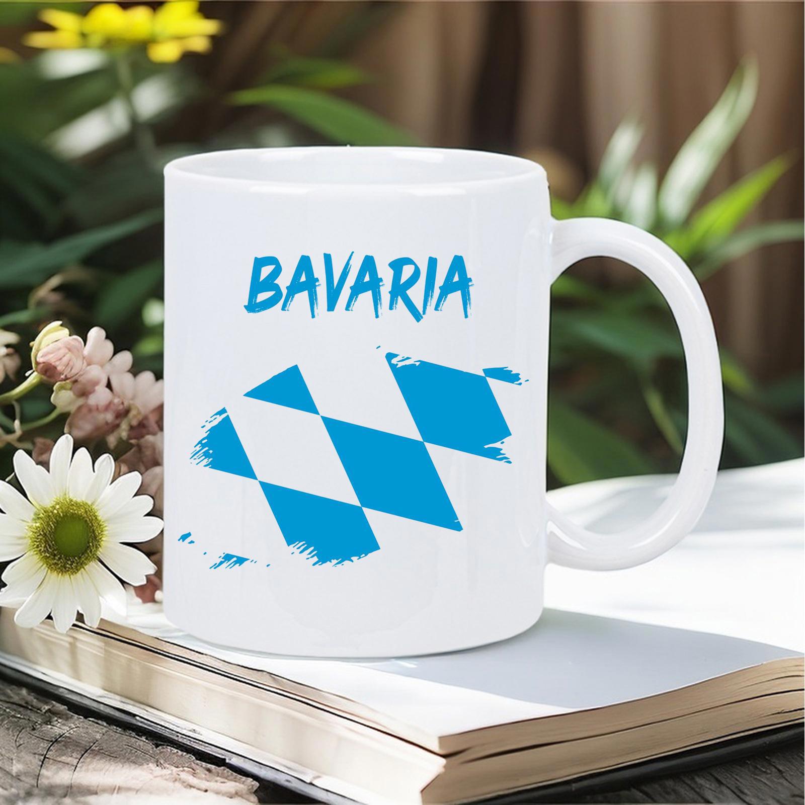 Tailorly White Ceramic 11 oz Mug - Bavaria Distressed Blue And White Lozenge Pattern With Artistic Brush Strokes Mug