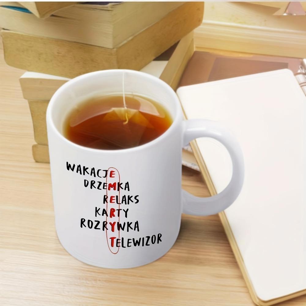 Tailorly White Ceramic 11 oz Mug - Polished Ceramic Surface Featuring Minimalist Black Typography And Distinct Red Oval Accent Mug