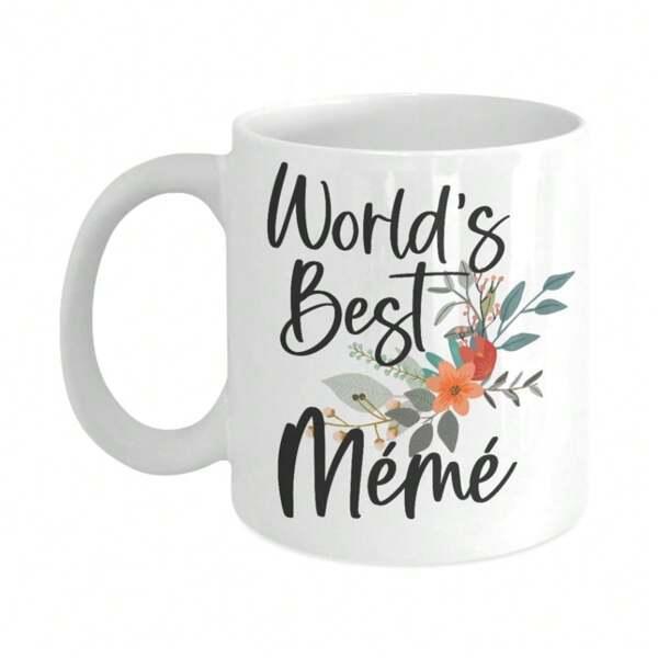 Tailorly White Ceramic 11 oz Mug - World's Best Meme Colorful Spring Flowers With Elegant Green Leaves And Delicate Floral Blooms Flower