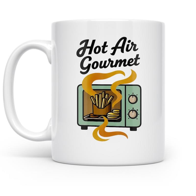 Tailorly White Ceramic 11 oz Mug - Hot Air Gourmet Vintage Style Air Fryer Cooking Delicious French Fries With Steam Fryer