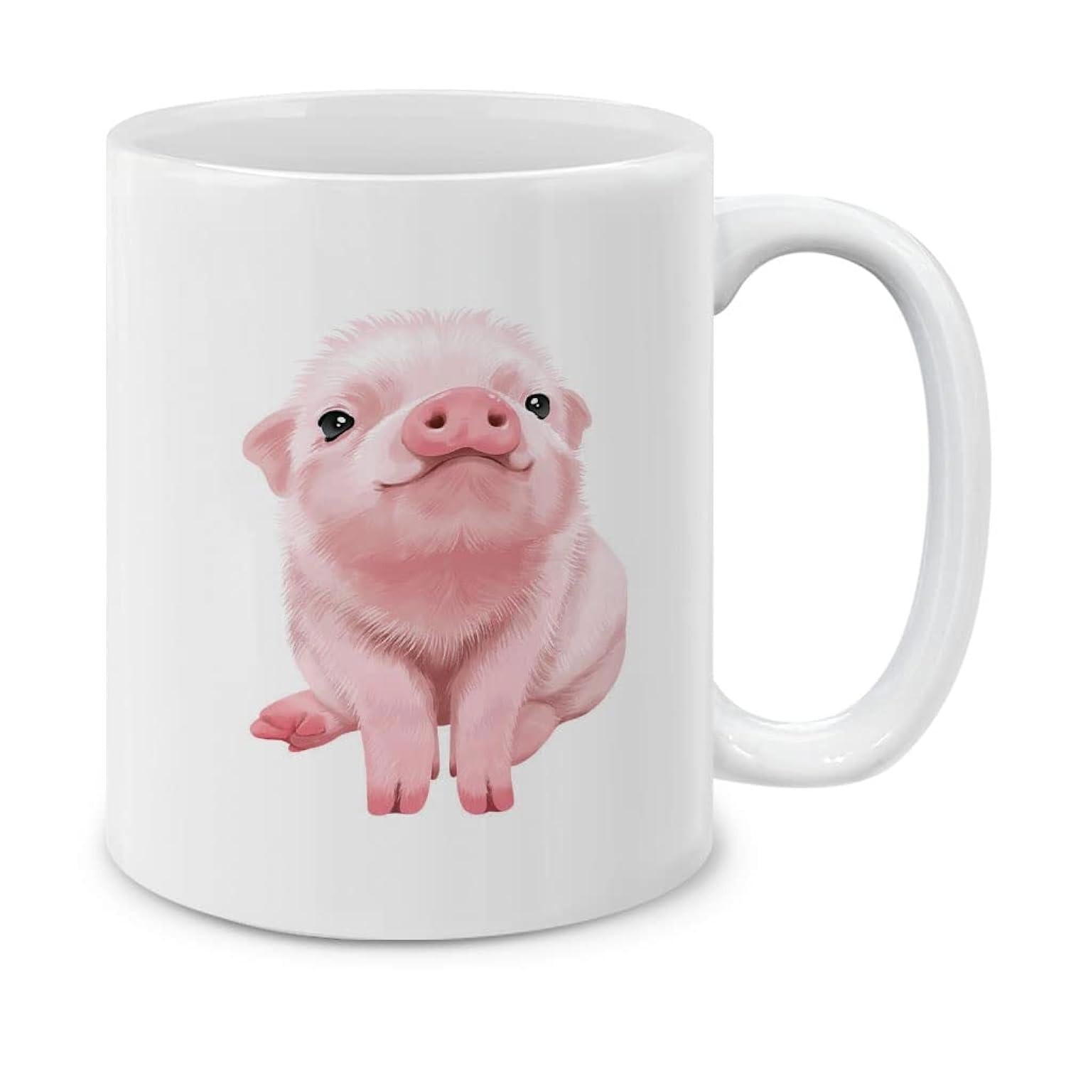 Tailorly White Ceramic 11 oz Mug - Adorable Little Pink Piglet Sitting Calmly On A Clean White Surface Piglet