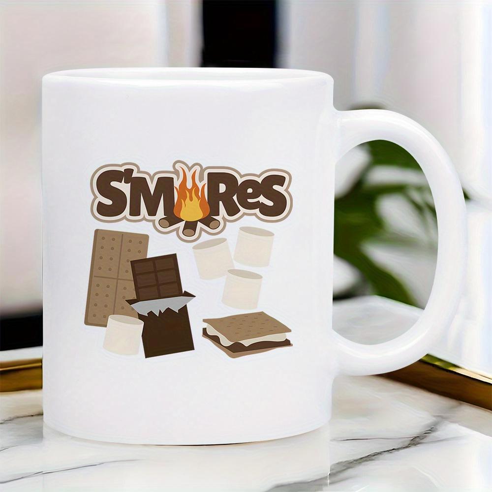 Tailorly White Ceramic 11 oz Mug - Smores Tasty Sweet Chocolate Bars And Fluffy White Marshmallows Near Campfire Smore