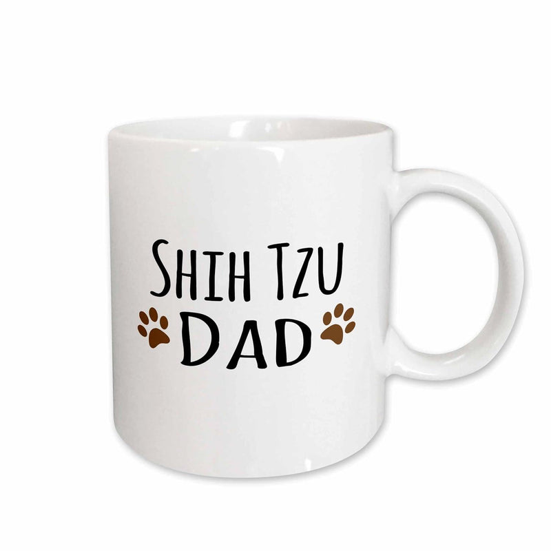 Tailorly White Ceramic 11 oz Mug - Shih Tzu Dad Cute Brown Paw Prints Placed On Each Side Of The Mug