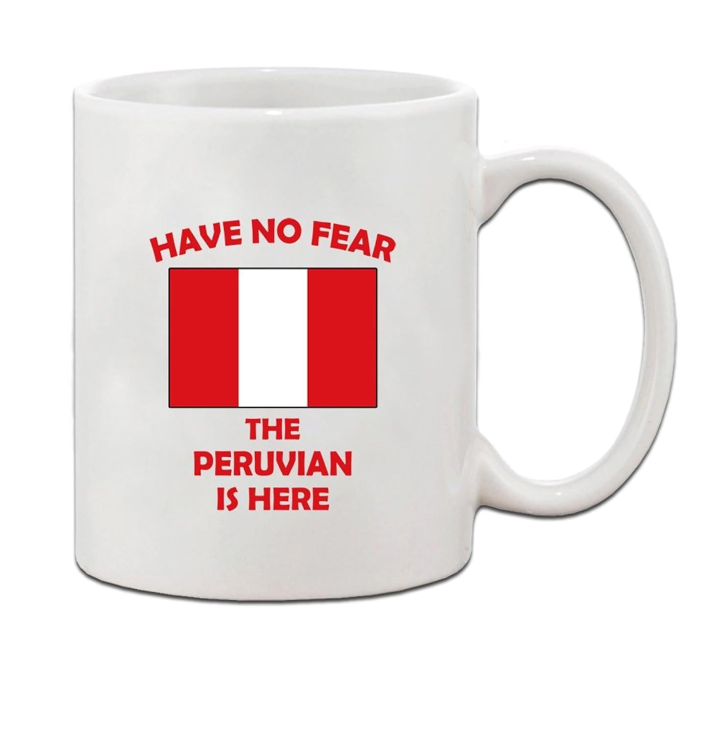 Tailorly White Ceramic 11 oz Mug - Have No Fear The Peruvian Is Here Vibrant Red And White Vertical Stripes Representing Patriotic National Pride Symbol Flag