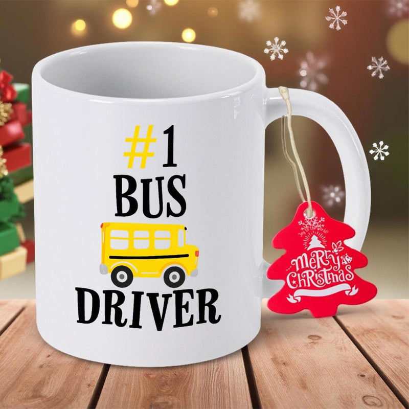 Tailorly White Ceramic 11 oz Mug - 1 Bus Driver Yellow School Transport Vehicle Featuring Black Wheels And Simple Windows Patterned Bus