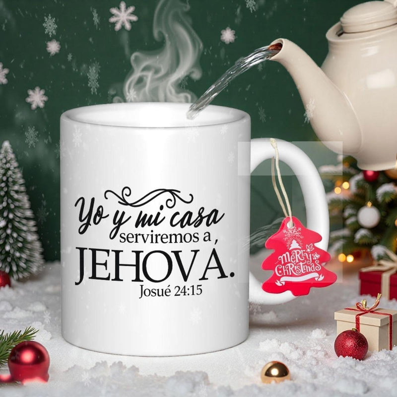 Tailorly White Ceramic 11 oz Mug - Merry Christmas Minimalist Ceramic Container Featuring Bold Spiritual Lettering Under Warm Holiday Atmosphere Mug