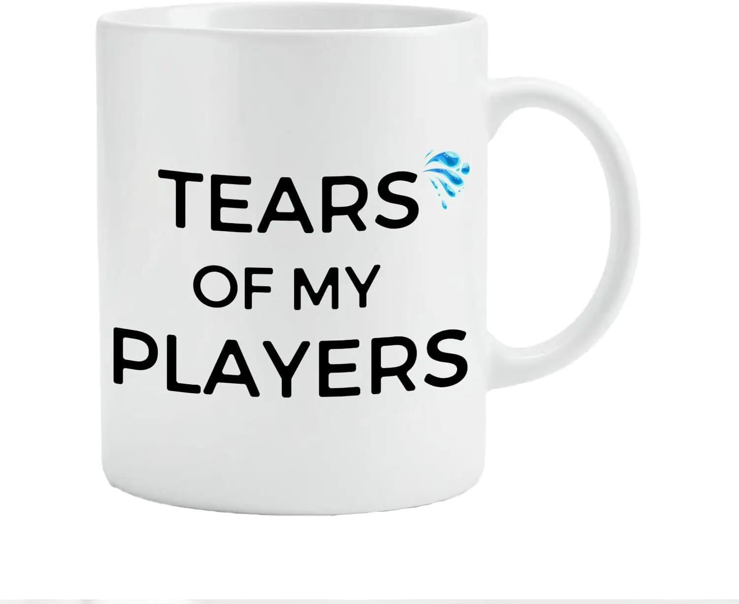 Tailorly White Ceramic 11 oz Mug - Tears Of My Players Minimalist White Ceramic Coffee Vessel Featuring Bold Black Printed Text Mug