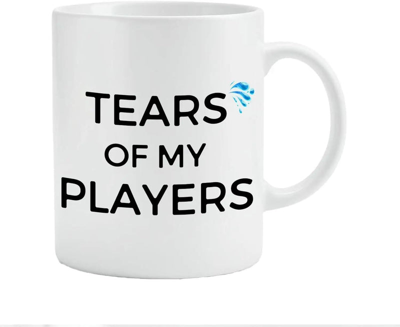 Tailorly White Ceramic 11 oz Mug - Tears Of My Players Minimalist White Ceramic Coffee Vessel Featuring Bold Black Printed Text Mug