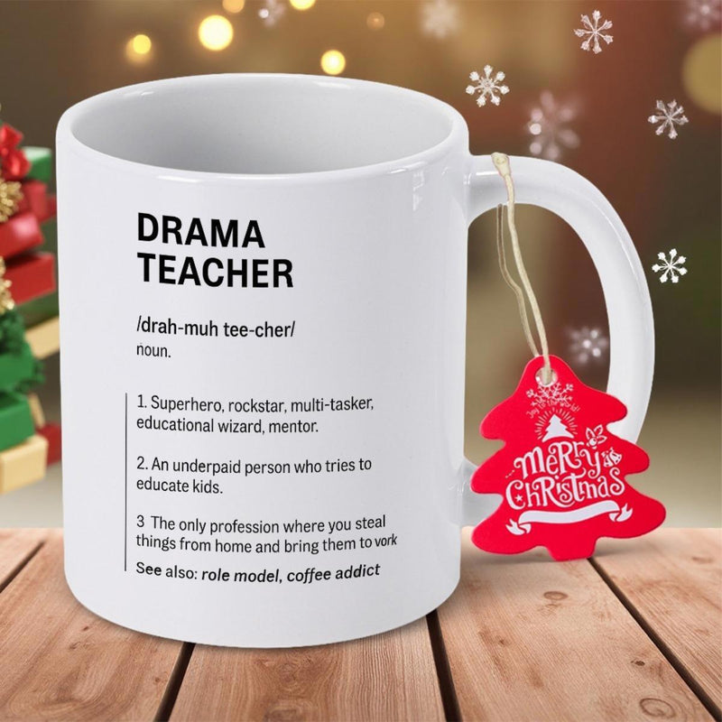 Tailorly White Ceramic 11 oz Mug - Drama Teacher Minimalist White Ceramic Vessel Featuring Practical Handle And Humorous Typography Mug