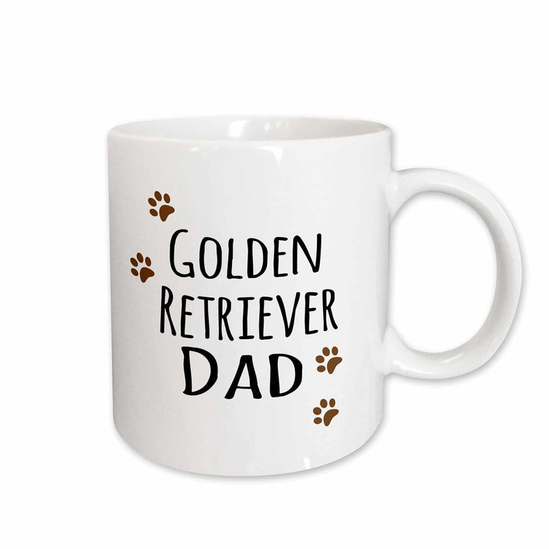 Tailorly White Ceramic 11 oz Mug - Golden Retriever Dad Scattered Brown Animal Prints Surrounding Meaningful Family Pet Paw