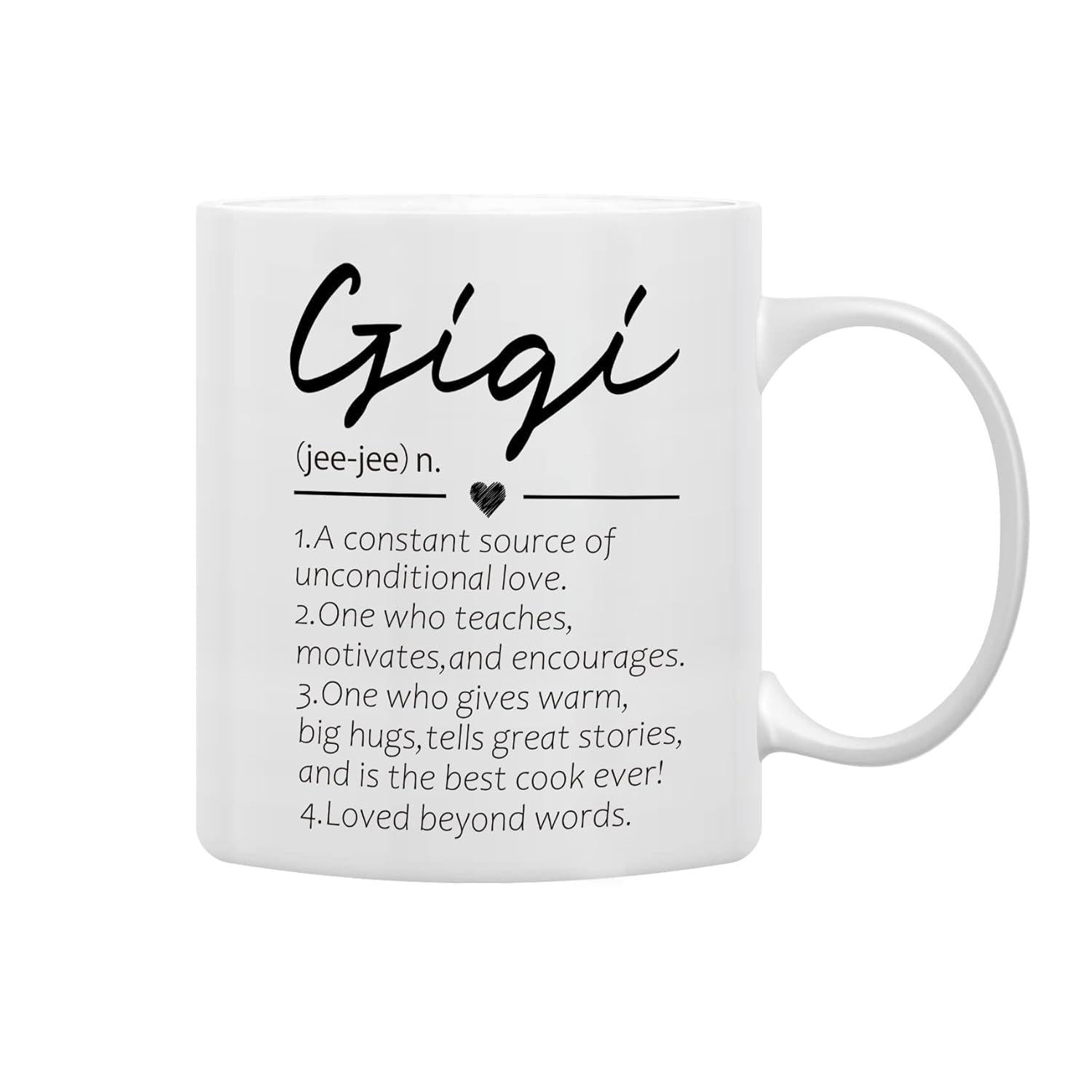Tailorly White Ceramic 11 oz Mug - Gigi Simple Dictionary Style Typography With Heart Symbol And Clean Lines Mug