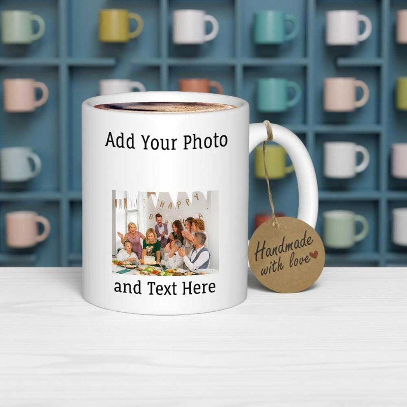 Tailorly White Ceramic 11 oz Mug - Add Your Photo And Text Here Group Of Happy People Dining Around A Festive Table Decoration Mug
