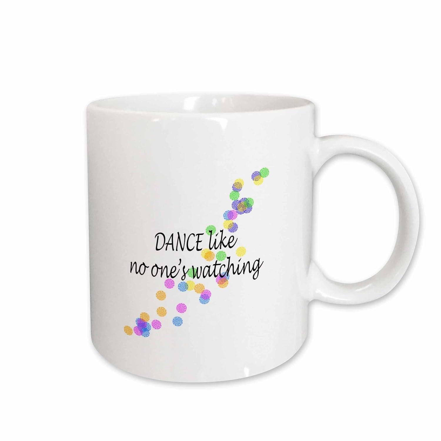 Tailorly White Ceramic 11 oz Mug - Dance Like No Ones Watching Vibrant Multicolored Confetti Dots Arranged In A Graceful Swirling Pattern Mug