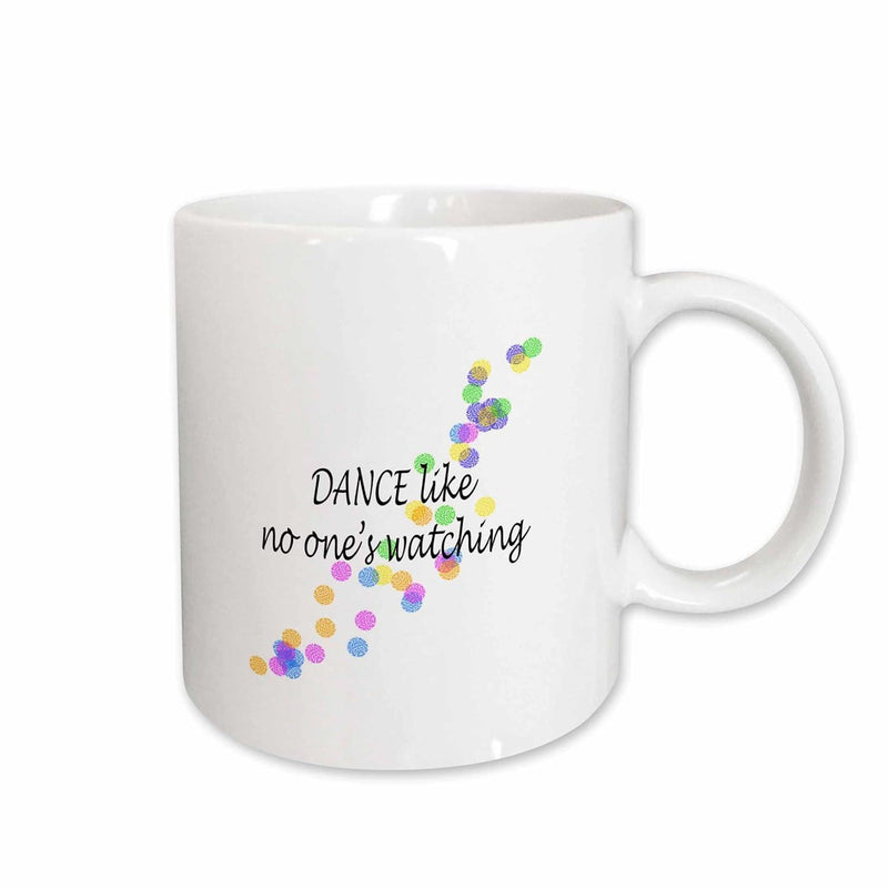 Tailorly White Ceramic 11 oz Mug - Dance Like No Ones Watching Vibrant Multicolored Confetti Dots Arranged In A Graceful Swirling Pattern Mug