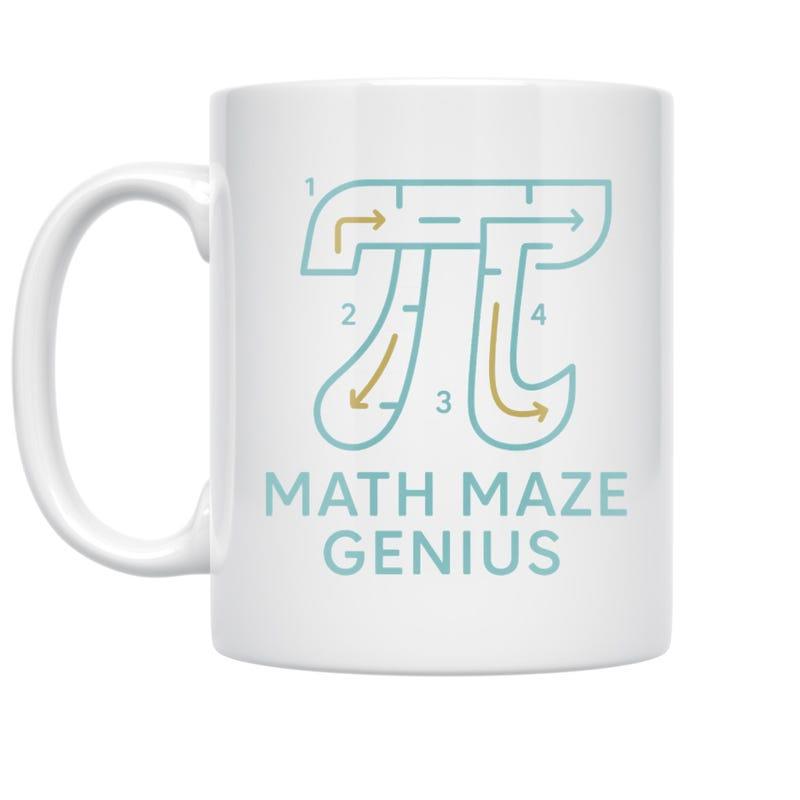 Tailorly White Ceramic 11 oz Mug - Math Maze Genius Educational Mathematical Symbol Designed As An Intricate Logical Puzzle Pi