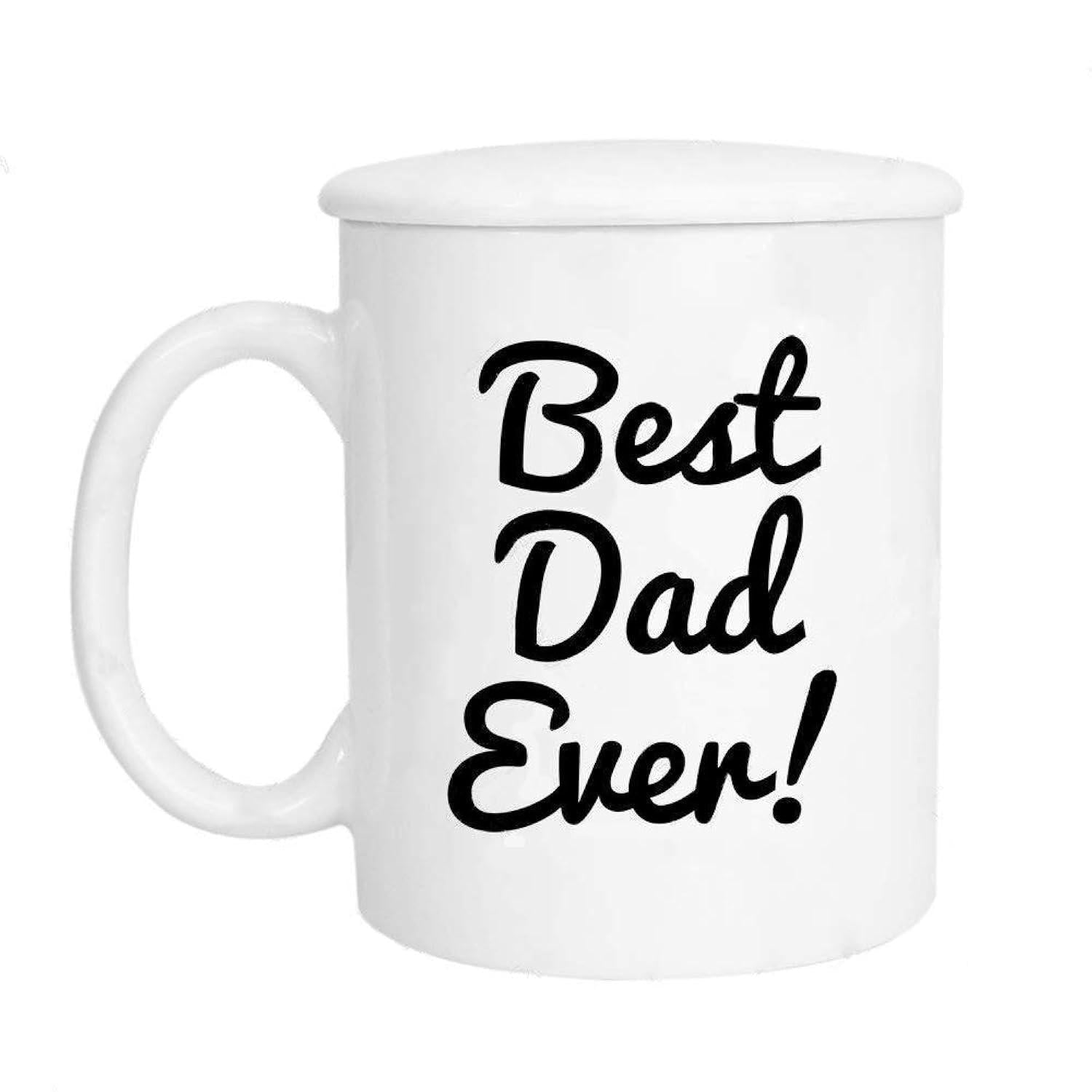 Tailorly White Ceramic 11 oz Mug - Best Dad Ever Elegant Script Typography Centered On A Minimalist White Polished Ceramic Mug