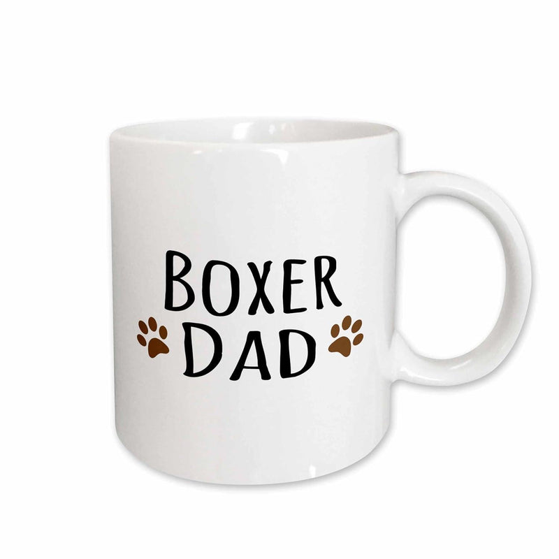 Tailorly White Ceramic 11 oz Mug - Boxer Dad Minimalist Brown Paw Prints Symmetrically Placed On Clean White Surface Boxer