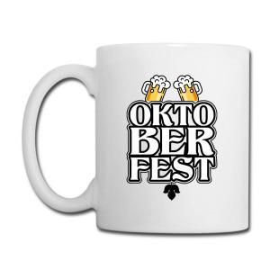 Tailorly White Ceramic 11 oz Mug - Oktoberfest Two Foaming Beer Mugs Clinking Above Festival Themed Text Beer