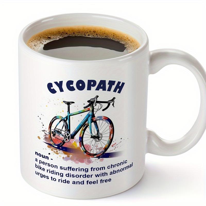 Tailorly White Ceramic 11 oz Mug - Cycopath Vibrant Road Bike Featuring Artistic Watercolor Splashes And Dynamic Splattered Motion Bicycle