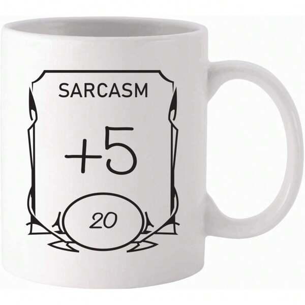Tailorly White Ceramic 11 oz Mug - Sarcasm Elegant Black Line Gaming Frame With Numeric Bonuses In Minimalist Style Mug