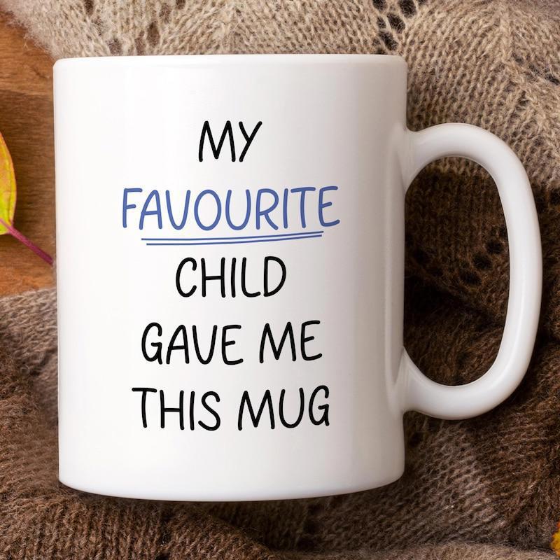 Tailorly White Ceramic 11 oz Mug - My Favourite Child Gave Me This Mug Simple Minimalist Black Text Printed On Glossy