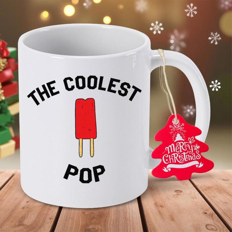 Tailorly White Ceramic 11 oz Mug - The Coolest Pop Vibrant Red Twin Stick Frozen Treat Centered Under Arched Black Letters Popsicle