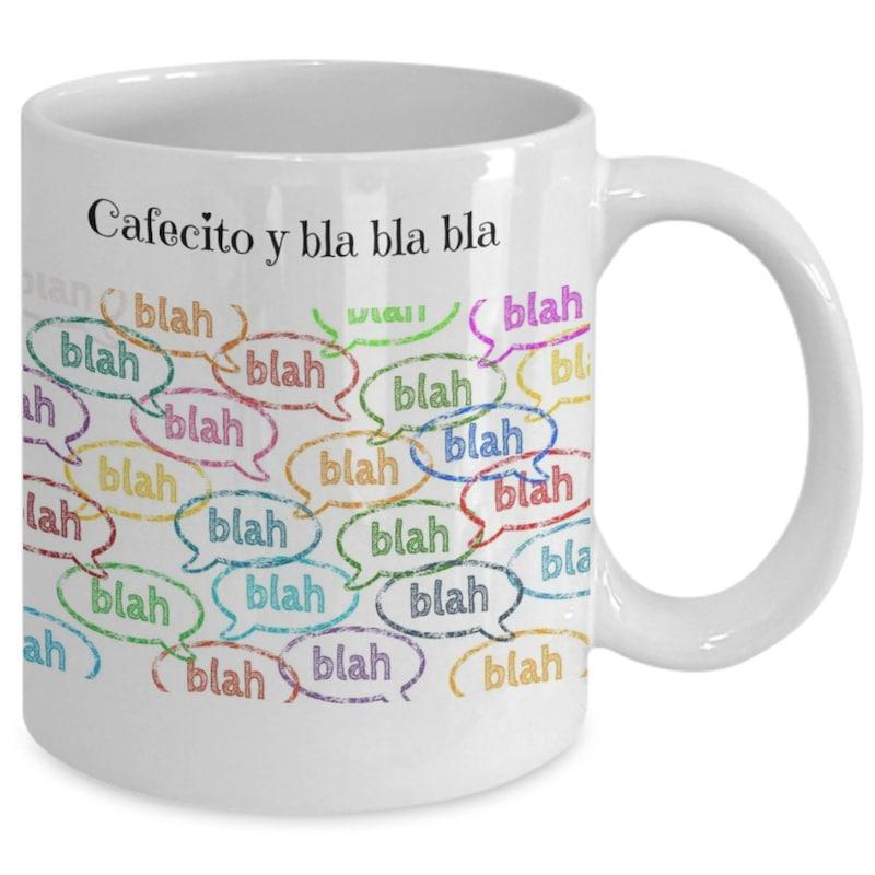Tailorly White Ceramic 11 oz Mug - Blah Blah Blah Multiple Colorful Speech Bubbles Floating On Clean Surface Of